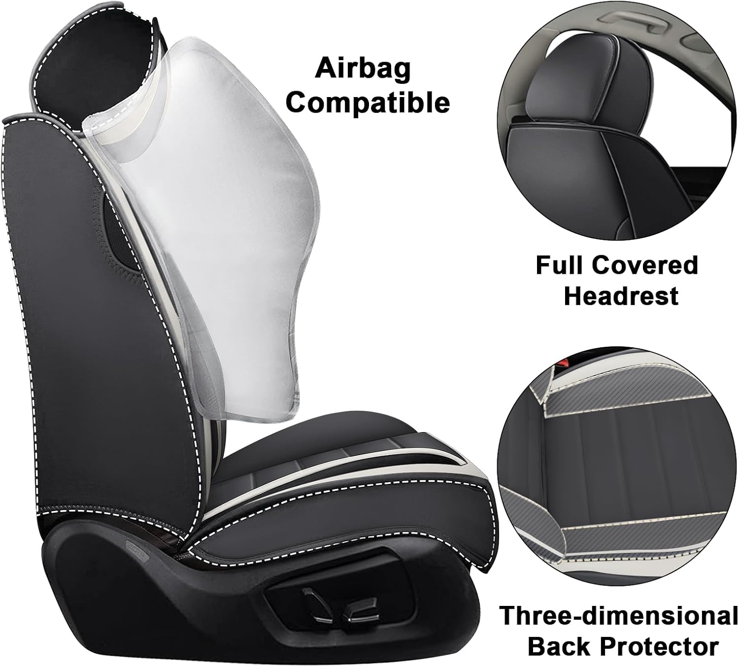 2 Car Seat Covers for Subaru Outback 2000-2026 Breathable Leather,Waterproof Car Seat Protectors with Comfort Headrest Pillows,Automotive Vehicle Cushion with Storage Pockets (Luxury,Gray)