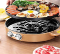 Electric Grill Indoor 2200W 2 in 1 Electric Hot Pot Grill Smokeless Korean BBQ Grill Shabu Pot with Independent Temperature Control, Split for Easy Cleaning, 3.6L Large Capacity for Gatherings (Color