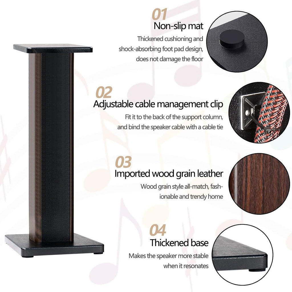 31.5 Inch (80CM) - Pair- Wood Speaker Stands for Home-Cinema HiFi Desktop and Satellite Speakers Monitor Stands, Enhanced Audio Listening Experience for Home Theaters