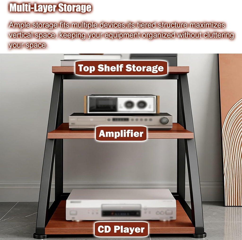 YLLFFLL Heavy Duty Stereo Rack System Cabinet with Casters, 2 3 4 5 Tier Audio Component Racks Tower Media Stereo Stand Equipment Shelf, Hi Fi Stands for Home(#2,3 Shelf)