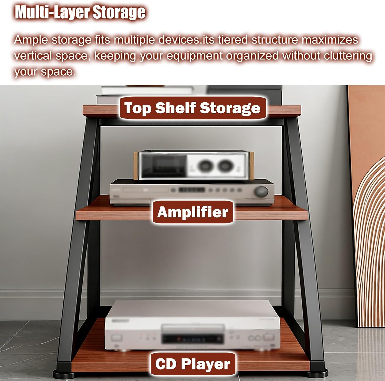 YLLFFLL Heavy Duty Stereo Rack System Cabinet with Casters, 2 3 4 5 Tier Audio Component Racks Tower Media Stereo Stand Equipment Shelf, Hi Fi Stands for Home(#2,3 Shelf)