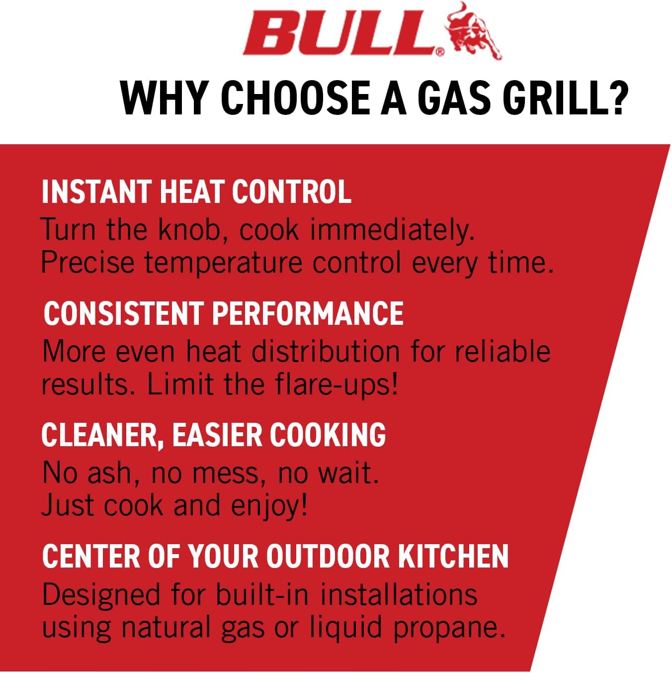 Bull Outdoor Products Premium Outdoor Kitchen Bundle – Angus 75,000 BTU Built-In Grill Head, Double Drawer with Reveal, 38' Double Doors, Single Side Burner, 304 Stainless Steel – LP