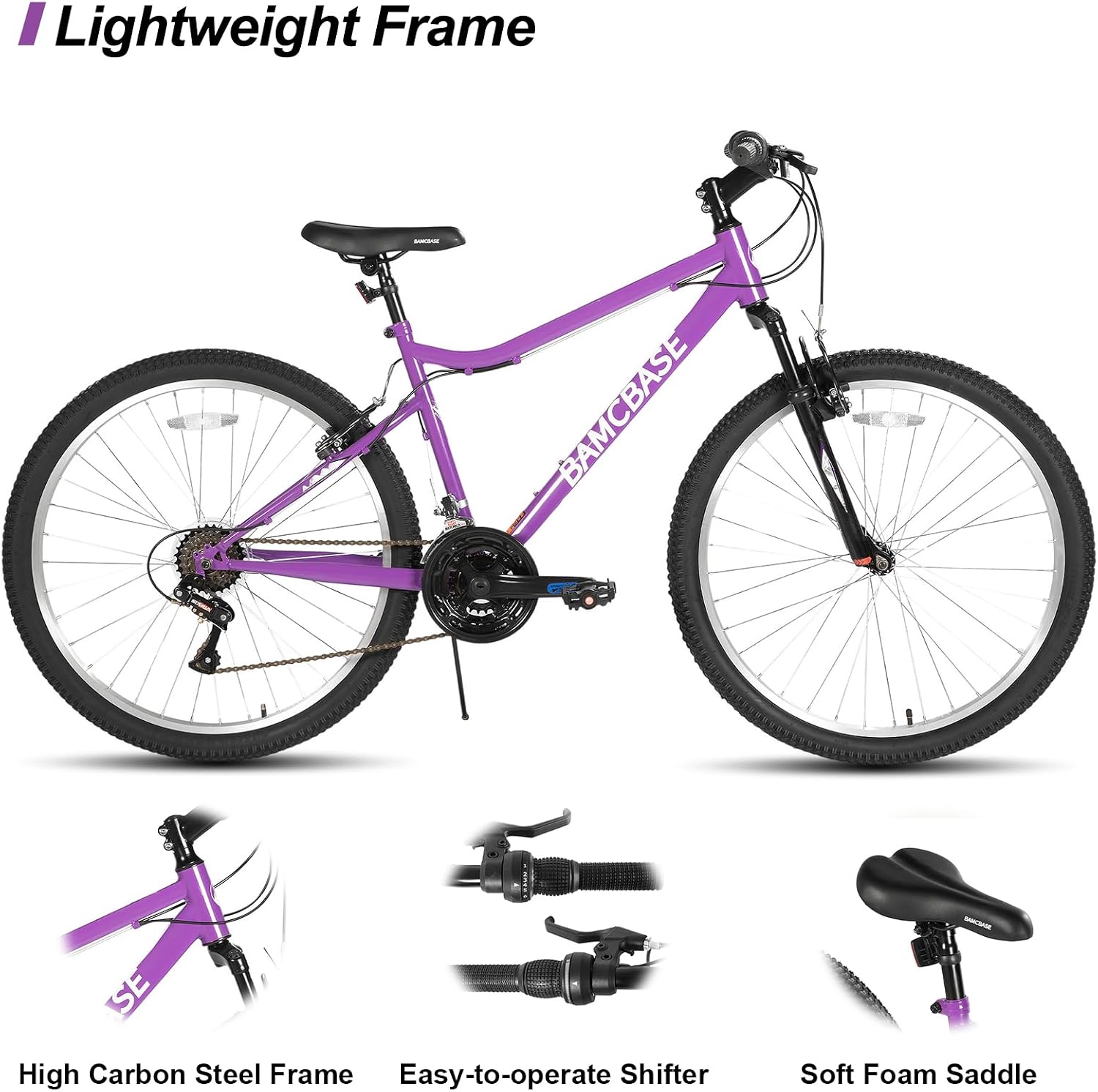 HILAND Adult 26 Inch Mountain Bike, Mens Womens Bicycle, High-Carbon Steel Frame Mountain Bicycle, Sport MTB for Adults, Multi-Color