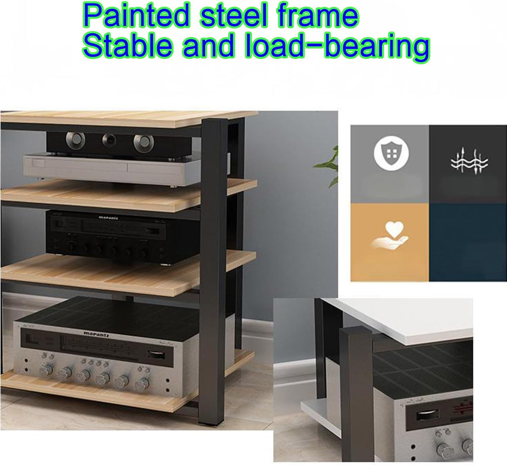 Modern Media Storage Cabinet, Audio Video Stand, Stylish AV Tower for Stereo Equipment, Black Media Rack (70x55x40cm) - Perfect for Home Theater & Entertainment Centers