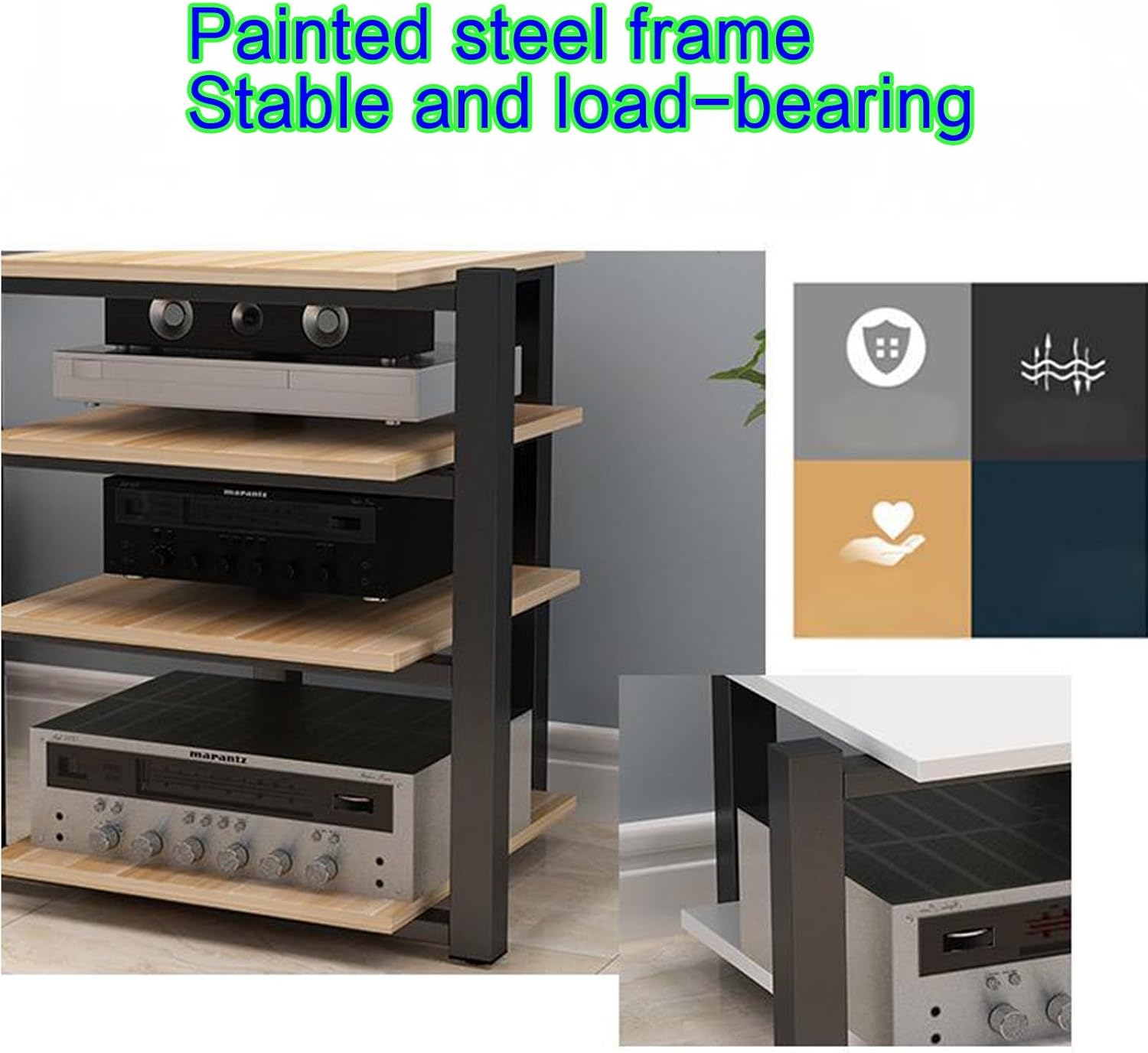 Modern Audio Video Media Storage Cabinet, Dark Walnut AV Stand, Stereo Tower Rack for Home Theater, Media Organizer (70x55x40cm) - Stylish & Functional Design