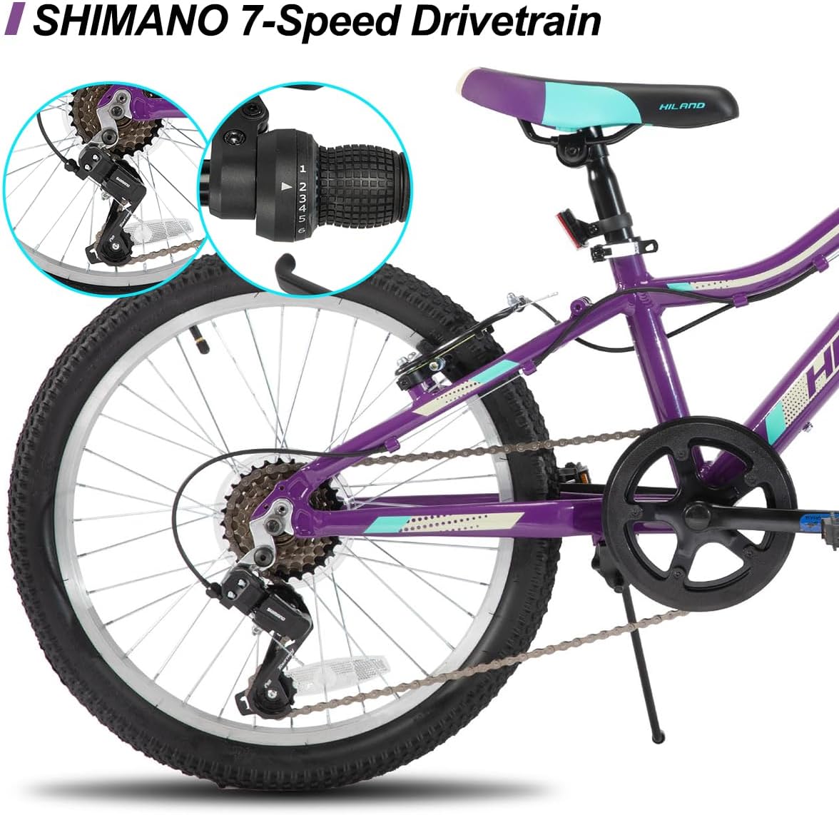 HILAND 20 Inch 26 Inch Mountain Bike for Women Girl, Lock-Out Suspension Fork, Aluminum Frame, Adult Ladies Mens MTB Bicycle