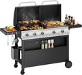 Sophia & William Propane Gas Grill and Griddle Combo with Porcelain-Enameled Cast Iron Grates, Dual Outdoor BBQ Grill with Flat Top Griddle for Barbecue, 696 SQ.IN. Cooking Area