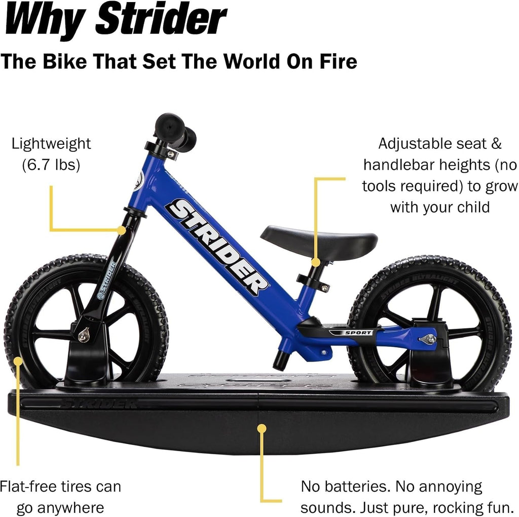 Strider Sport 2-in-1 Rocking Bike - Helps Teach Baby How to Ride a Balance Bicycle - for Kids 6 Months to 4 Years - Easy Assembly & Adjustments