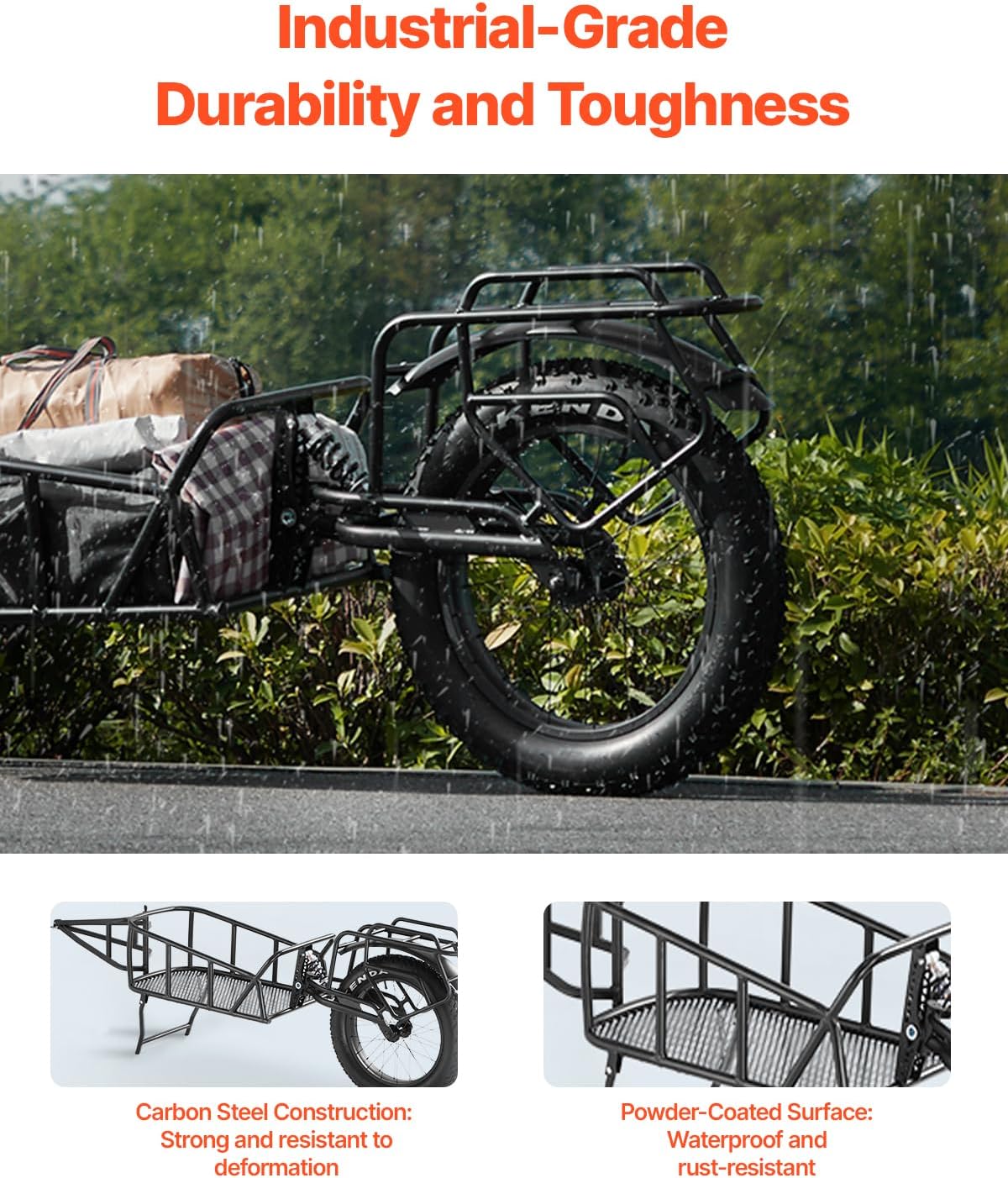 VEVOR Bike Cargo Trailer, 70/275 lbs Load Capacity, Foldable Compact Storage & Quick Release with Universal Hitch, 20' Wheels, Fits Most Bike Wheels, Carbon Steel Frame, Heavy-Duty Bicycle Wagon Cart
