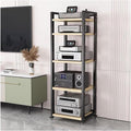 Wooden Audio Visual Shelf Stand 20in 24 Inch - Heavy Duty Stereo Cabinets with Adjustable Shelf - Audio Equipment Rolling Case with Wheels(5 tier-H161cm-W50cm)