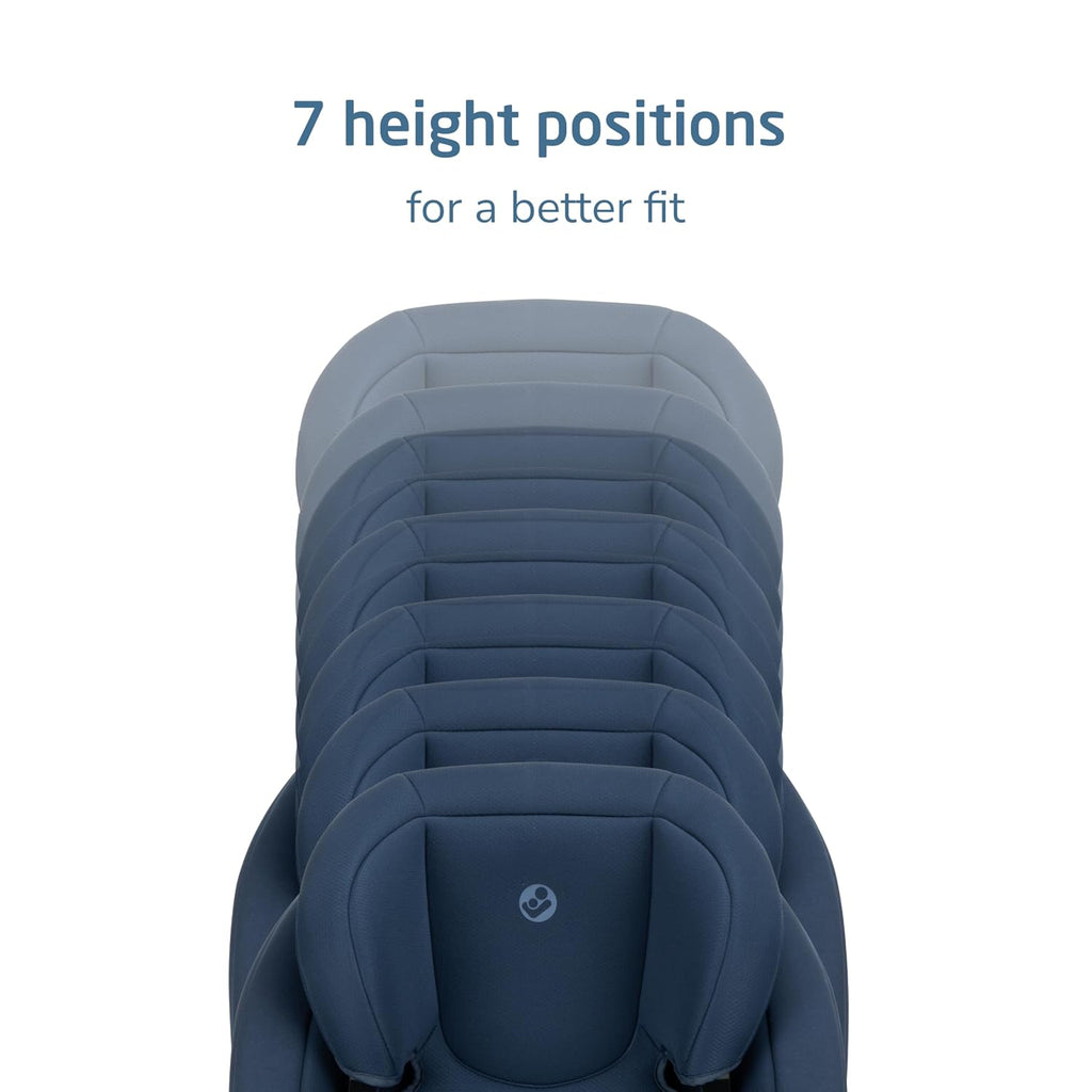 Maxi-Cosi RodiSport Kids Booster Car Seat, High-Back, Backless Booster, 7-Position Headrest, Easy Latch System, Reclining Chair, Belt Guide, Fits 40-100 lbs, 43.4-57 in, Seafaring