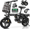 LELEKUAI Electric Bike for Adults and Teens, 520W-560W Motor, 20-24MPH, 32 Miles Range, 48V 10Ah Battery, 3-Level Pedal Assist, 14' Foldable Mini Electric Bicycle, UL 2849 Certified