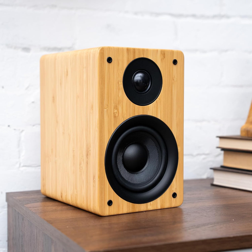 Peachtree Audio M24x Powered Bluetooth Bookshelf Speakers – Real Bamboo | 5.25' Woofer, RCA, Optical, USB Charging, Sub Out | Compact Hi-Fi Speakers for TV, Turntable, Computer & Home Audio