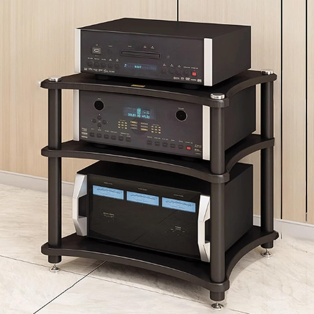 Audio Storage Rack, Media Stand, Audio Rack Stand, Audio Rack Tower Heavy Duty for Audio Equipments 4 Sizes 2 Colors,Black3 Layer