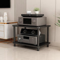 Floor-Standing 2 Tier AV Media Stand, Audio Rack Tower, TV Game Console Equipment Shelf, CD Record Player Stereo Component Rack Cabinet for Home Theater Studio(Carbon Fiber,60x40x42.5cm)