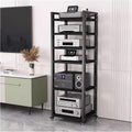 Audio Rack Av Tower Media Stand 5-tier Electronics Equipment Shelf, 6 7 8 Shelf Tall Rolling Stereo Cabinet Racks With Wheels & Height-Adjustable Shelf For Amplifiers/Players/TV, Black-b-6-Tiers