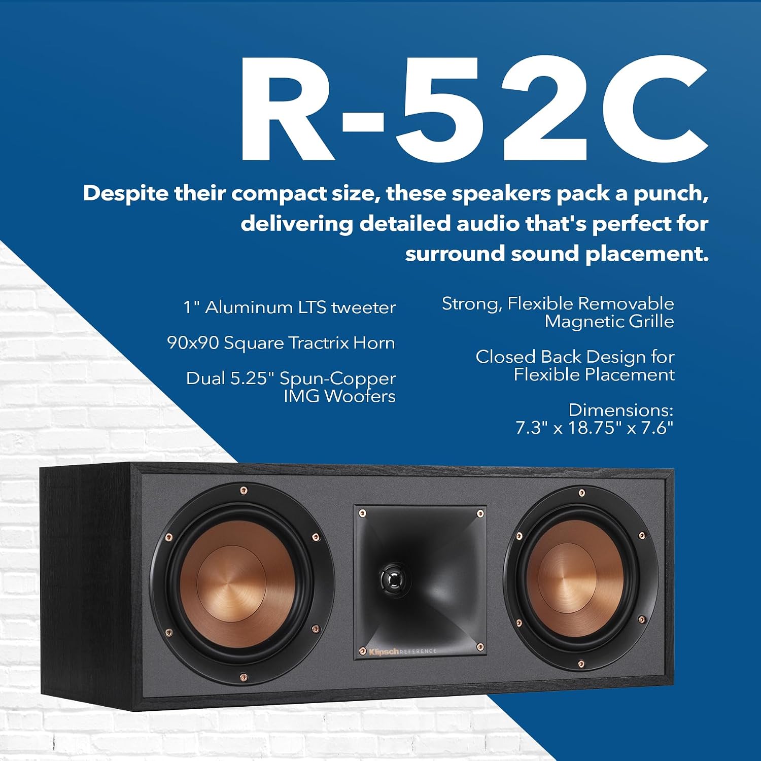 Klipsch Reference 5.2 Home Theater System, Bundle 2X R-625FA Floorstanding 2X R-12SW Subwoofer, R-52C Center, R-41M Bookshelf Speakers, and Yamaha RX-A2AB 7.2-Channel AV Receiver