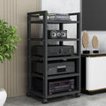 HOFSSI 5 Tier Furniture Media Stand DVD CD Player Stand Audio Rack Power Amplifier Equipment Cabinet Floorstanding Storage Shelves，Height Adjustable (Color : D)