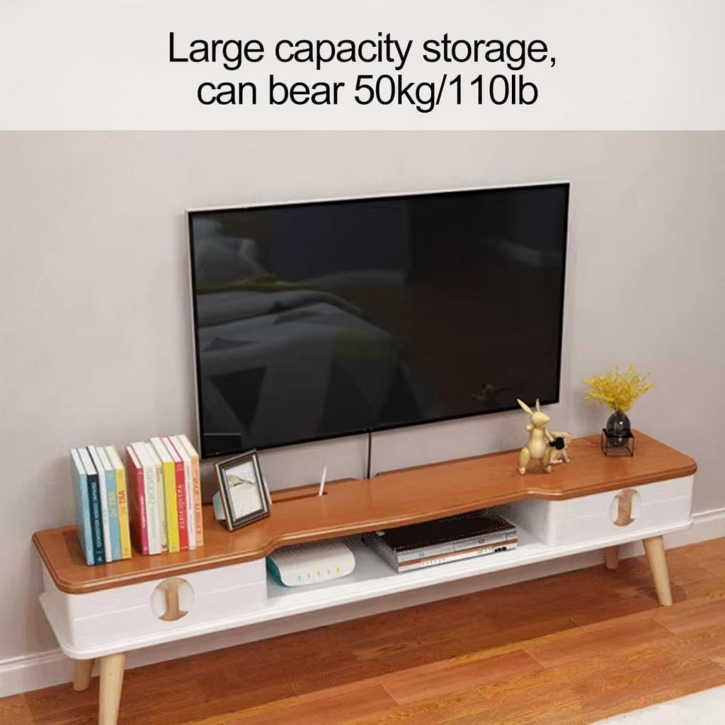 Retro TV Stand for 32-70' TVs, Entertainment Center Audio and Video Equipment Storage with 2 Drawers, for Living Room, Bedroom and Office (Color : White, Size : 110x36x24cm/43x14x10in)