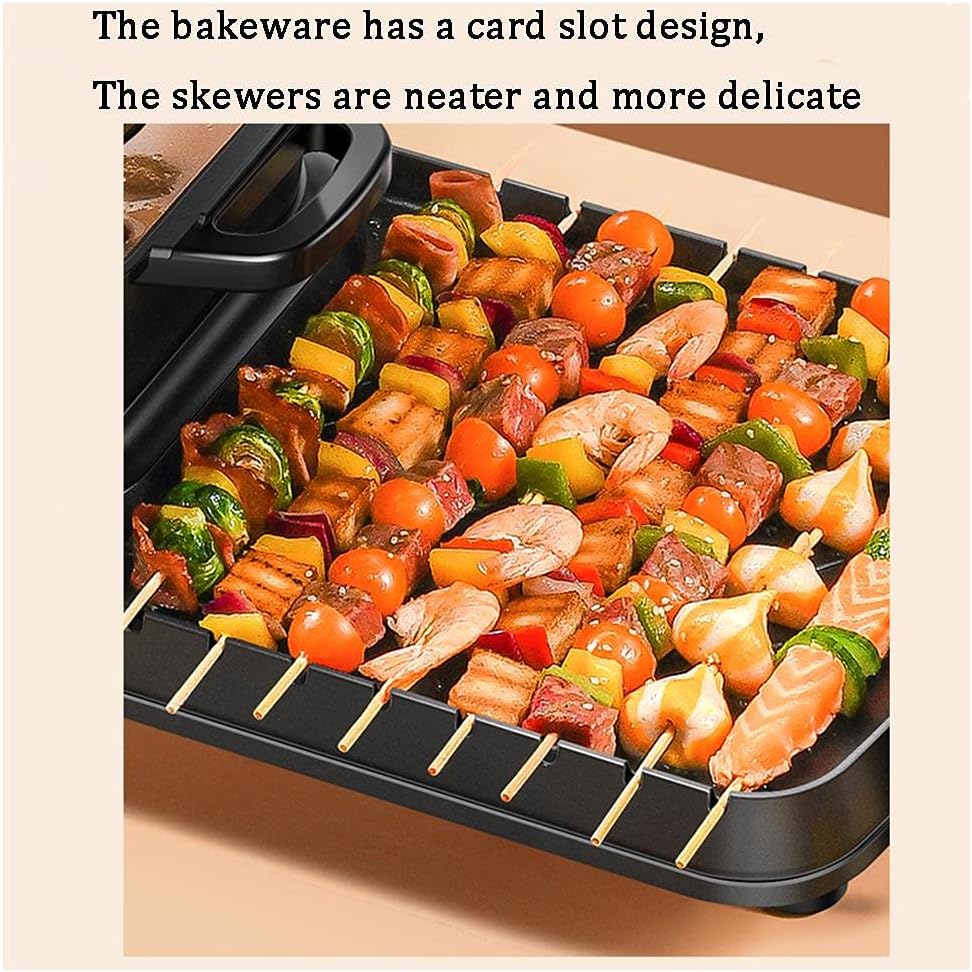 Electric Grill with Hot Pot 2 in 1 Indoor Korean BBQ Grill,2200W Multifunctional Smokeless BBQ Hot Pot Double Pot,Non-Stick Pan,for 5-10 People,for Grilling & Cooking(Single Pot)