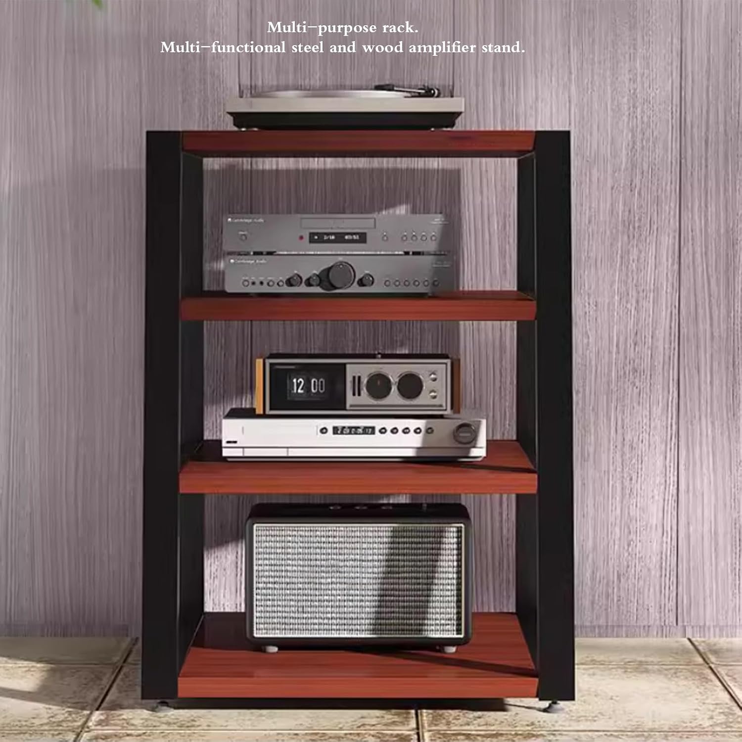Audio Video Equipment Rack Cabinet HiFi Stand for Amplifier, Receiver Record Player Stand Media Storage Rack Home Theater, Office & Recording Studio Use(C,60 * 52 * 35cm(2Tier))