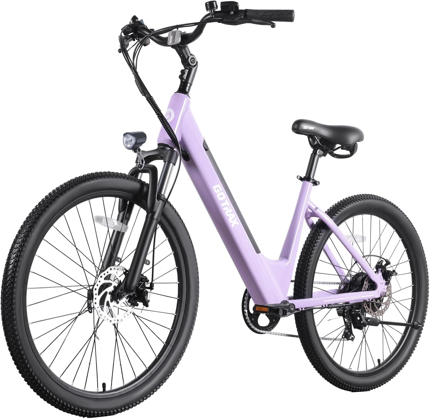 Gotrax Dolphin 26' Electric Bike, Max Range 30Miles(Pedal-assist1) & 20Mph Power by Peak 500W, 5 Pedal-Assist Levels & Front Suspension, 7-Speed&Boost Mode, City E-Bike for Adult, Step-Thru Bicycle