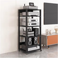 Modern Tall HiFi Racks Audio/Video Component Cabinet, 3/4/5/6/7 Tier Audio Component Rack Tower Media Stereo Stand Equipment Shelves with Wheels, for Home/Office(5 tier-131cm(51.6in))