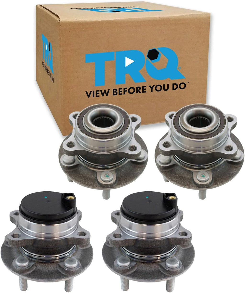 TRQ Front and Rear Wheel Bearing and Hub Assembly Set 4 Piece Compatible with 15-20 Ford Fusion Drive 14 Fusion Drive 15-16 Lincoln MKZ Drive