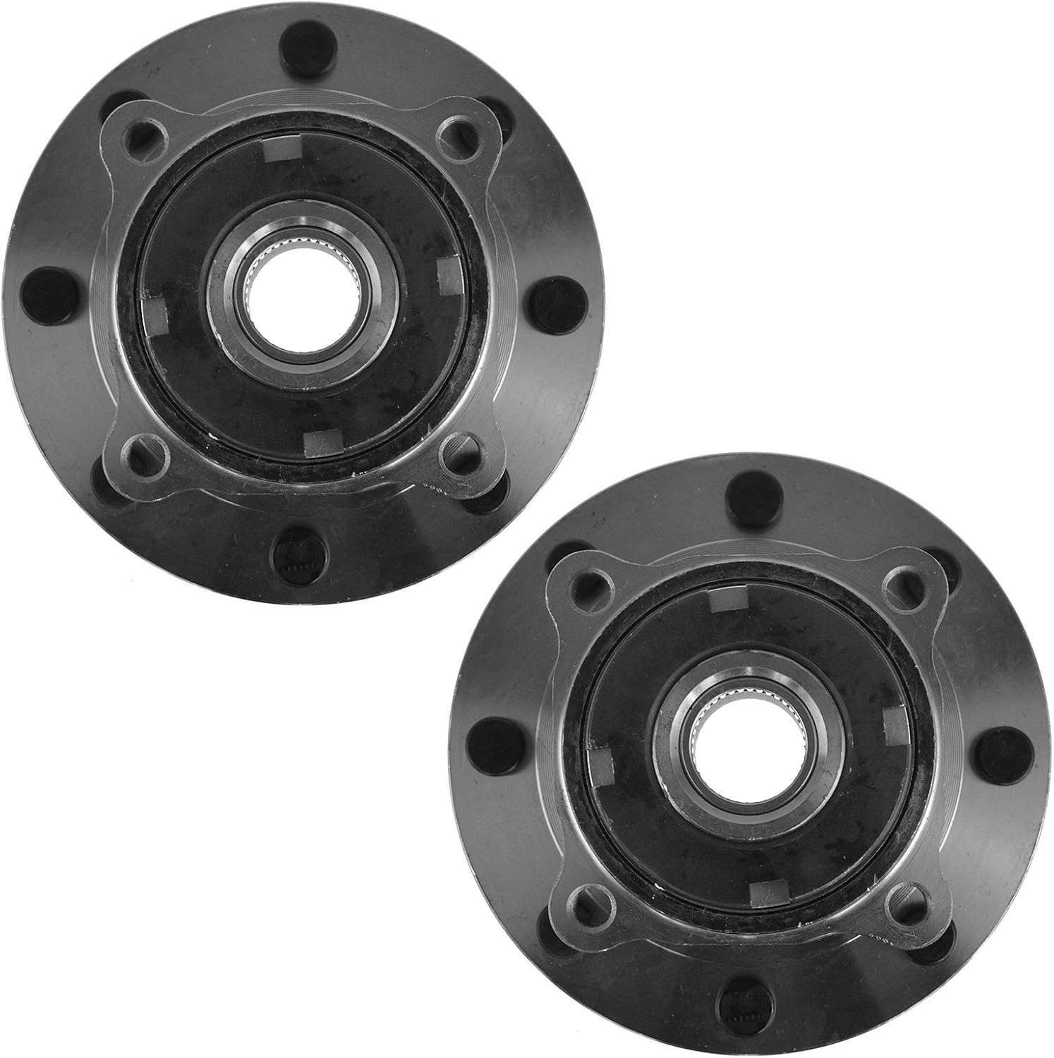 TRQ Front Driver and Passenger Side Wheel Bearing and Hub Assembly Set 2 Piece Compatible with 2000-2001 Ford F-250 Super Duty 4 Wheel Drive 2 Wheel ABS Brakes Single Rear Wheels SRW