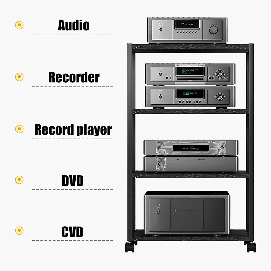 Adjustable 25 Tier Stereo Stand & Audio Cabinet Corner Media Console for Tv Gaming Equipment Small Entertainment Center with Shelvesmodern Home Furniture,Black,50x40x49cm