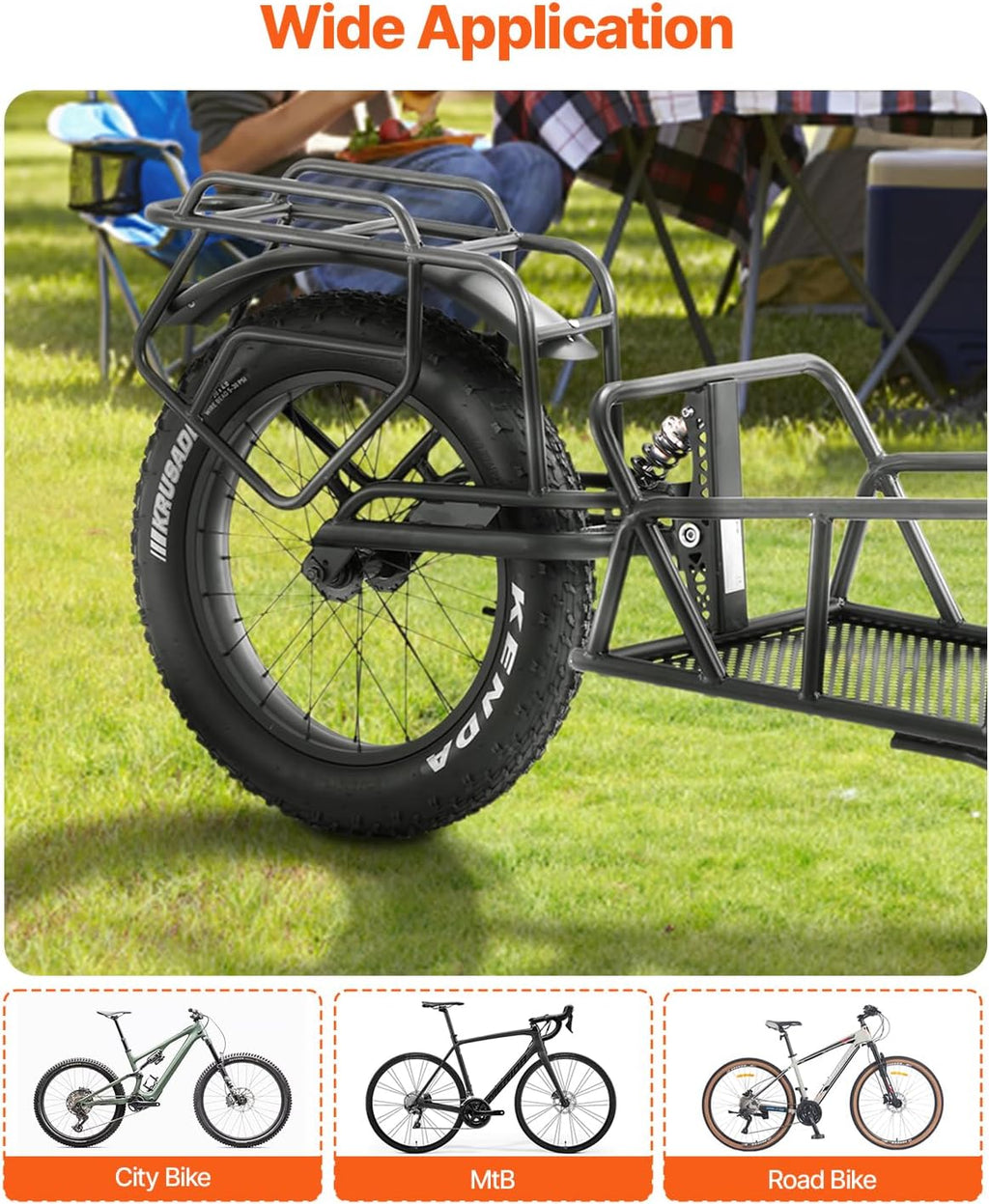VEVOR Bike Cargo Trailer, 70/275 lbs Load Capacity, Foldable Compact Storage & Quick Release with Universal Hitch, 20' Wheels, Fits Most Bike Wheels, Carbon Steel Frame, Heavy-Duty Bicycle Wagon Cart