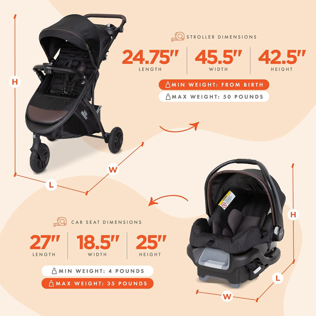 Baby Trend Tango Pro Baby Stroller with Ally 35 Infant Car Seat, Adjustable Canopy, Storage Basket & Cup Holders, Uptown Brown – Lightweight & Foldable Travel System for Toddlers & Infants