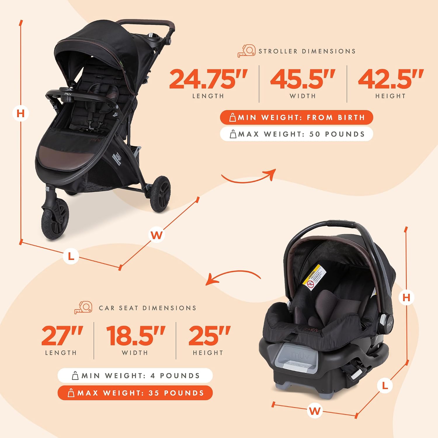 Baby Trend Tango Pro Baby Stroller with Ally 35 Infant Car Seat, Adjustable Canopy, Storage Basket & Cup Holders, Uptown Brown – Lightweight & Foldable Travel System for Toddlers & Infants