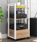 1m Tall Mobile Audio Rack Shelf, Amplifier Holder Cabinet for Recording Room/Home Cinema Media Equipment Storage, Multiple Shelf Entertainment Stand - Black White(Deep Coffee,3 Tier)