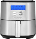Kalorik MAXX® Plus Digital 7-Quart, 7-in-1 Oilless Air Fryer, LCD Display, 22 Smart Presets, 5 Accessories, and Recipe Book, 1750W, Stainless Steel, FT 50928 OW