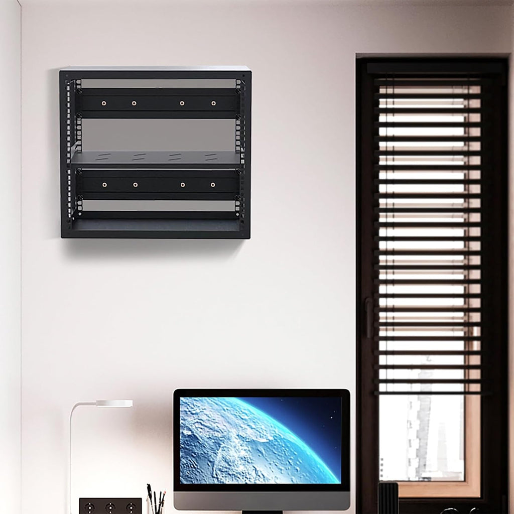Wall Mounted AV Media Stand, Steel Audio Rack, Floating Stereo Cabinet, Media Storage with Adjustable Shelves, Component Shelf for DVD and Audio Equipment