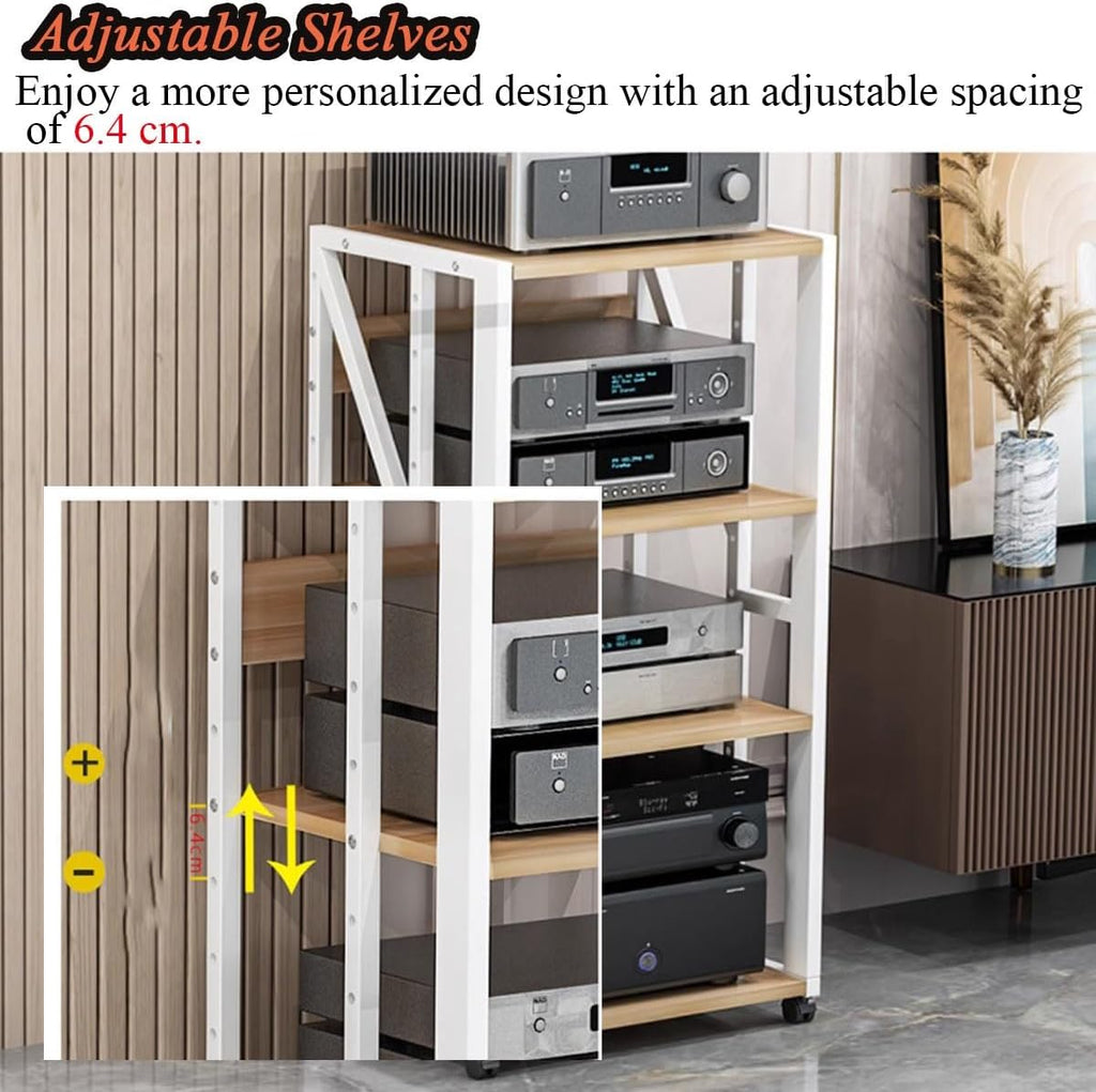 5 Tier Stereo Stands for Living Room Home, Av Media Component Cabinet Corner Audio Video Rack Tower, Electronics Equipment Shelf, Game Record Player Receiver Console Storage Shelv,Black,5 Tier