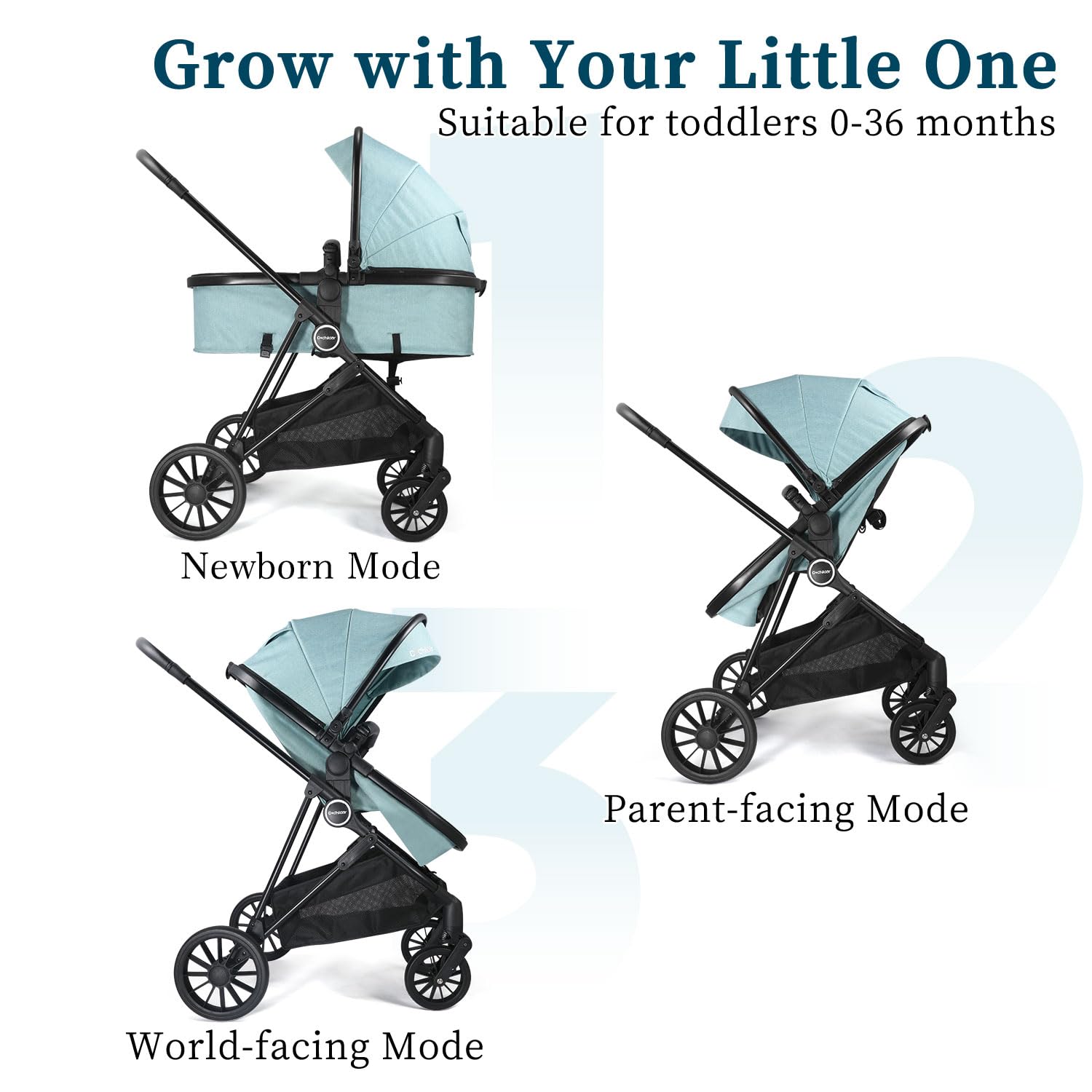 Cochildor Lite 2.0 Baby Stroller with Newborn Mode, 2-in-1 Foldable Infant Stroller with Reversible Seat and UPF 50+ Canopy