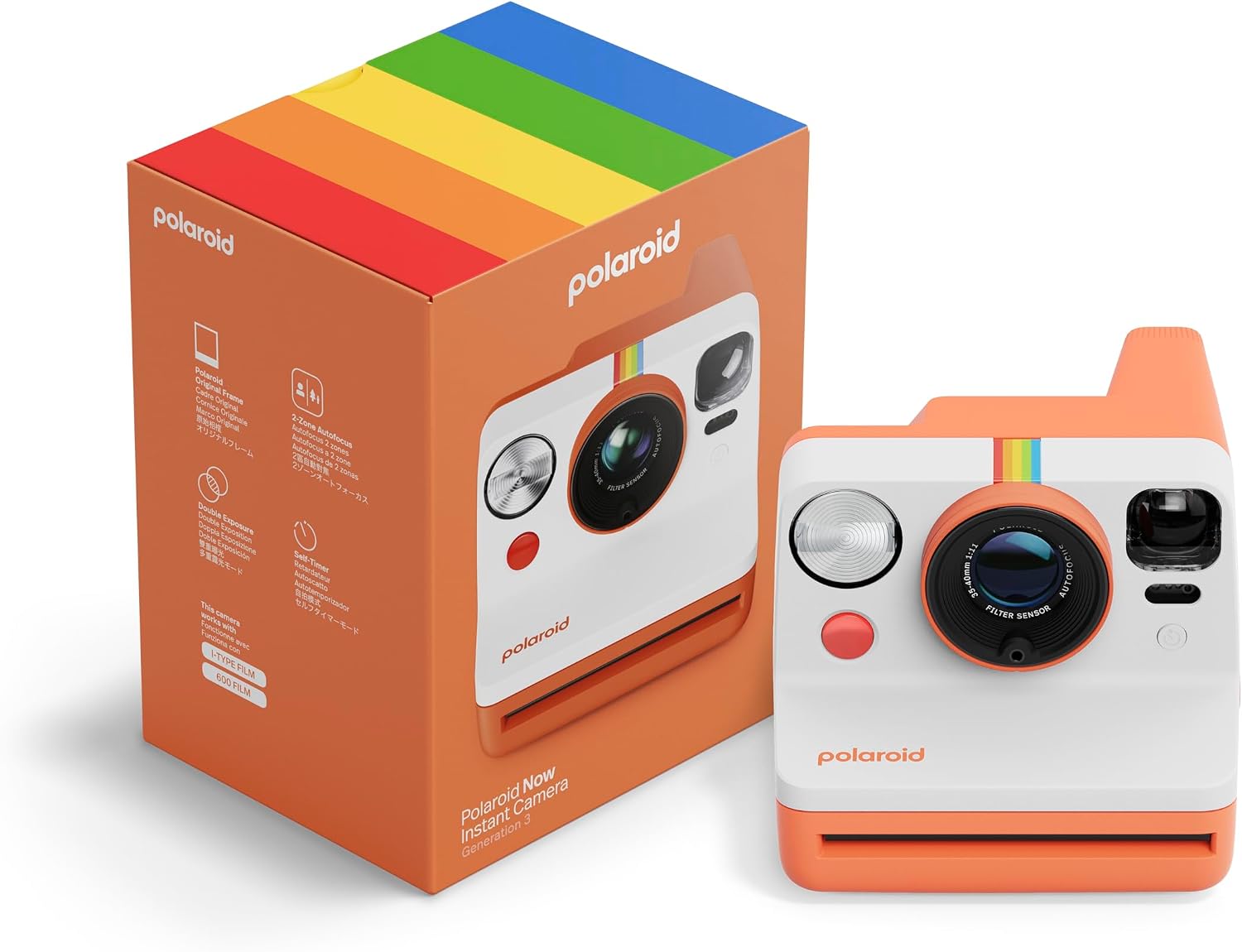 Polaroid Now 3rd Generation I-Type Instant Film Camera - Coral - Camera Only No Film (9156)