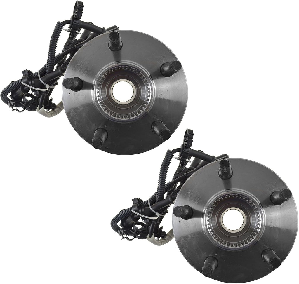 TRQ Front Wheel Bearing and Hub Assembly Set 2 Piece Compatible with 98-99 Ford Ranger Driver and Passenger Side 4WD 4 Wheel ABS 2000 Ranger Driver and Passenger Side 4 Wheel ABS Pulse Vacuum Hubs