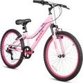 WEIZE 20 24 Inch Kids Mountain Bike,Kids Bike for Girls Age 6-14 Year Old,6 Speed Kid Bicycle with Front Suspension Fork,Adjustable Seat Height,High-Carbon Steel Frame,Ideal for Girl Adventurers