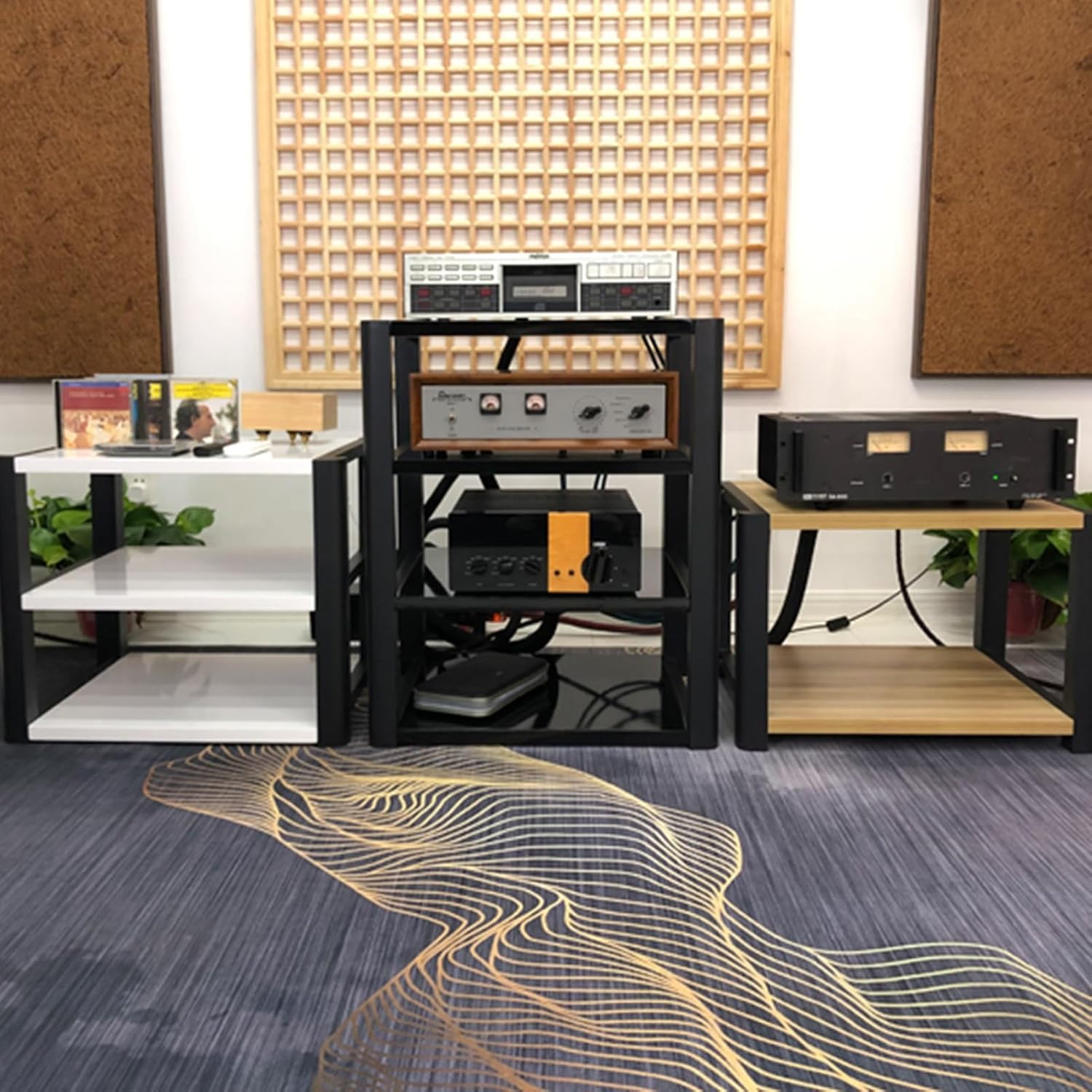AV Media Stand,Floor-Standing 4-Tier Media Stand Audio/Video Rack,Audio and Video Equipment Storage Rack,Suitable for Offices and Study Rooms