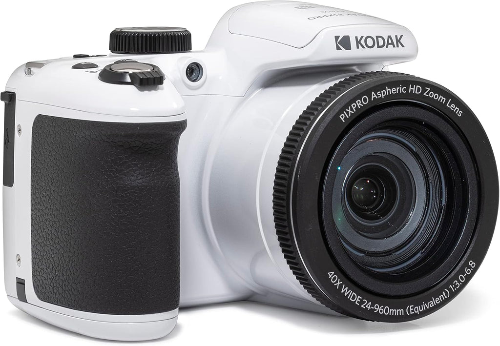 Kodak PIXPRO AZ405-WH 20MP Digital Camera 40X Optical Zoom 24mm Wide Angle Lens Optical Image Stabilization 1080P Full HD Video 3' LCD Vlogging Camera (White), Full Frame
