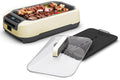 OVENTE Smokeless Indoor Grill, 1500W Electric Portable Korean BBQ Grill with One-Touch Control, LED Smart Display, Tempered Glass Lid, Two Removable Non-Stick and Dishwasher Safe Plates, White SGR85W