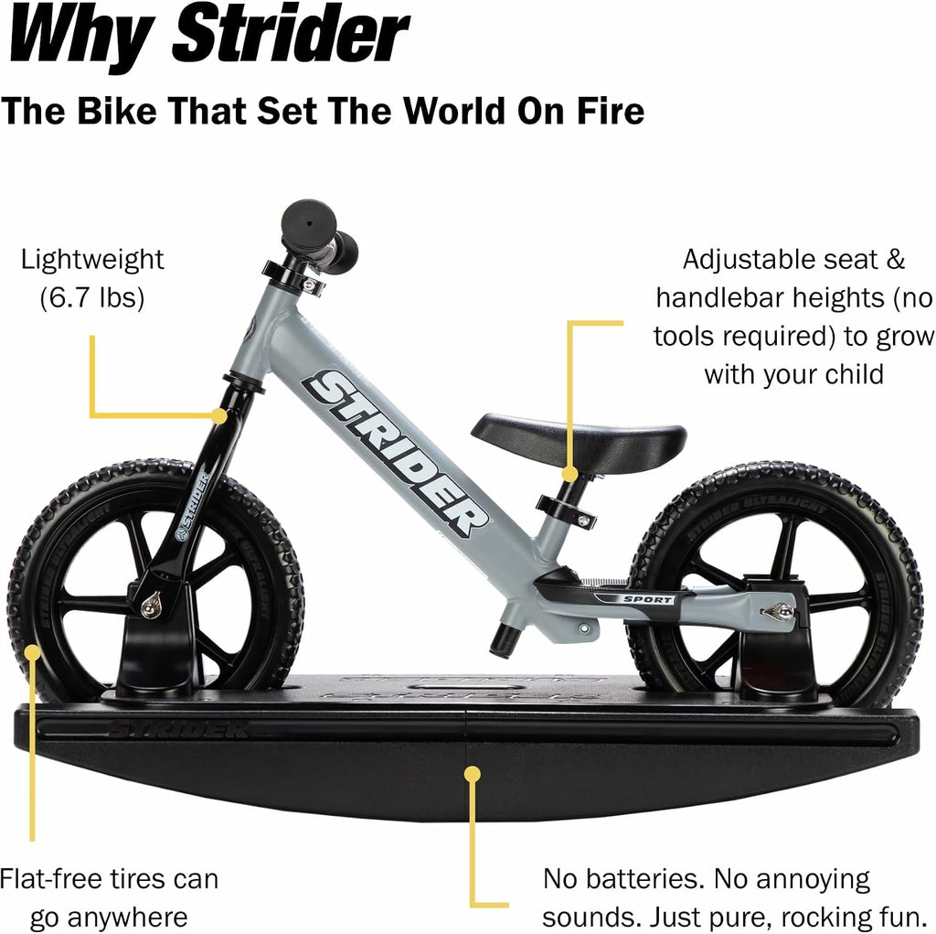 Strider Sport 2-in-1 Rocking Bike - Helps Teach Baby How to Ride a Balance Bicycle - for Kids 6 Months to 4 Years - Easy Assembly & Adjustments