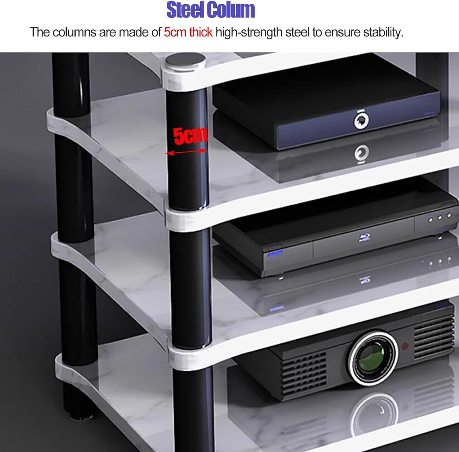 120cm Long Media Stand Audio/Video Component Cabinet, Home Stereo Racks and Stands, Heavy Duty Upright Modern Audio Equipment Rack, Open-Ended Modular Unit, Black-#1-2 Tier