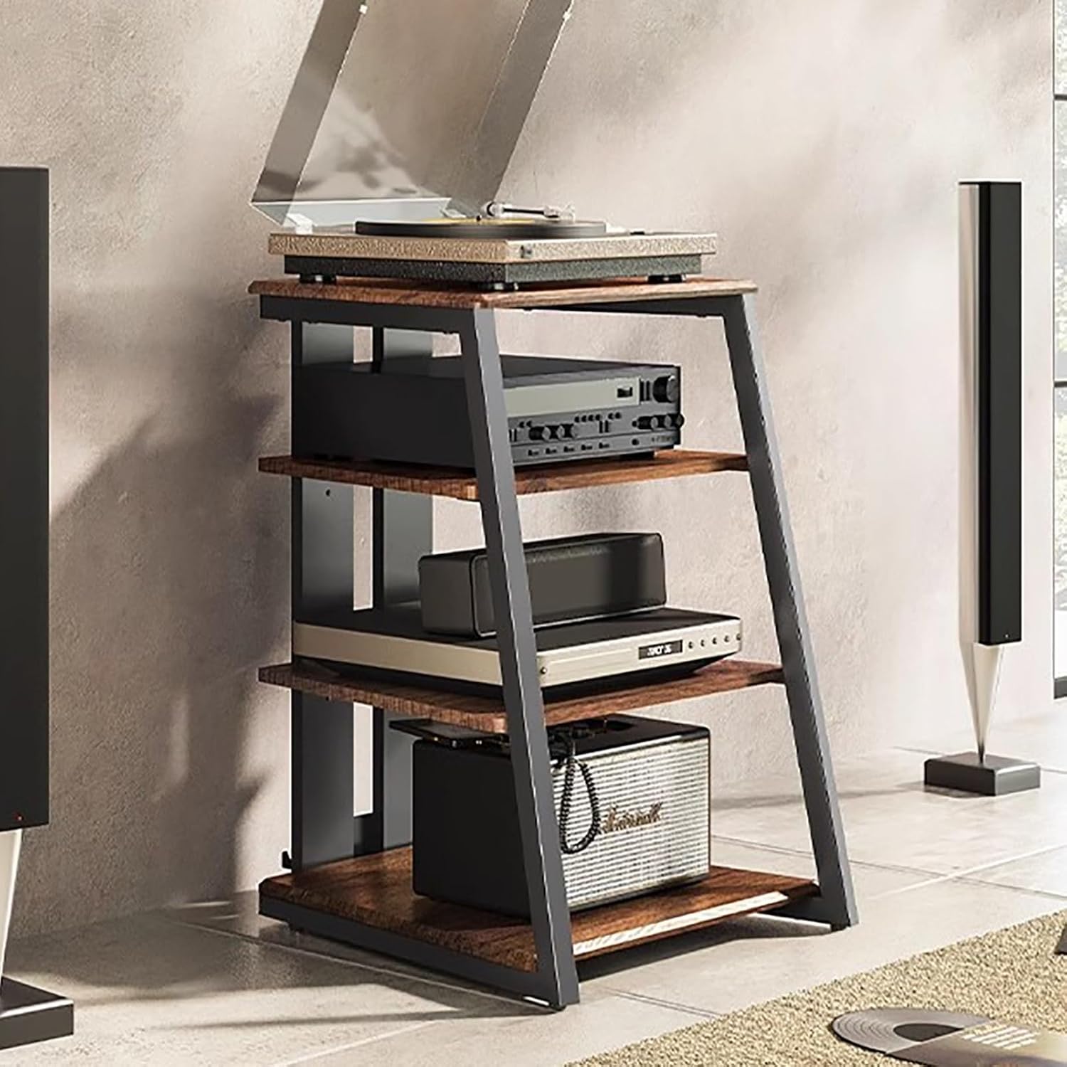Adjustable Onkyo Receiver Storage Display Shelf, Amplifier Av Media Stand Cabinet for Audio Speaker, Video Components Media Console, End Table