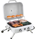 Kenmore Portable Propane Gas Grill - Tabletop BBQ Grill with Warming Rack, 2 Stainless Steel Burners with 14,000 BTUs, for Outdoor Kitchen, Camping, Pearl