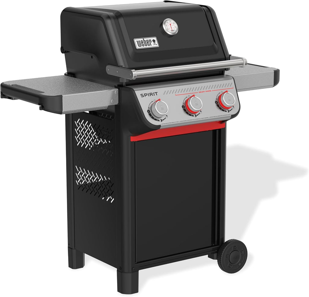 Weber Spirit E-325 Liquid Propane Gas Grill for Outdoor Cooking and BBQ, 3 Burners and 2 Boost Burners, Black – Porcelain-Enameled Cast-Iron Grates, Sear Zone