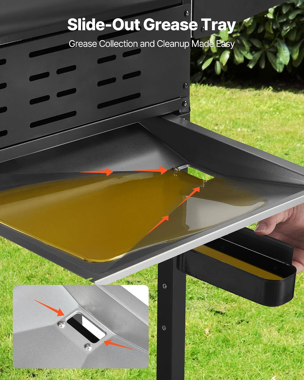 VEVOR Gas Grill, 3 Burner Propane Gas Grill with Spacious 338 SQ.In Grilling Area, Carbon Steel Enamel Grates, Outdoor 36,000 BTU Patio Garden BBQ Grills with Foldable Side Shelves, Carbon Steel